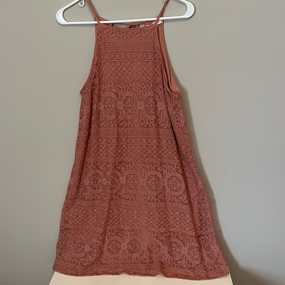 Pink/clay color lace dress